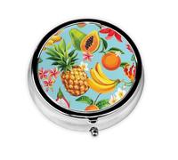 Pilulier portable avec imprimé fruits tropicaux et fleurs - Mini pilulier compact et pratique pour ranger et organiser les pilules