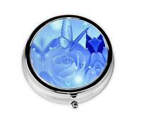 Pilulier portable avec imprimé papillons sur roses - Mini pilulier compact et pratique pour ranger et organiser les pilules