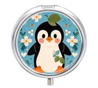 Pilulier portable avec imprimé pingouin mignon pour suppléments vitaminés