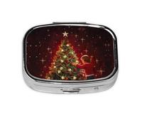 Pilulier portable avec imprimé sapin de Noël lumineux pour sac à main, poche, cadeaux de voyage