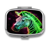 Pilulier portable avec imprimé zèbre lumineux pour contenir des vitamines, des médicaments, de l'huile de poisson et des compléments alimentaires