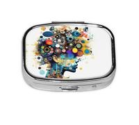 Pilulier portable avec intelligence artificielle - Imprimé cerveau - Pour sac à main, poche, cadeaux de voyage