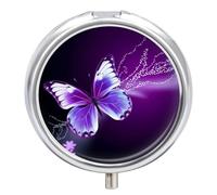 Pilulier portable avec joli papillon violet - Organiseur de pilules pour suppléments vitaminés