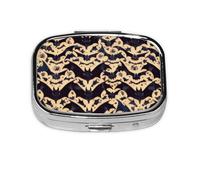 Pilulier portable avec motif chauve-souris à 2 compartiments - Joli pilulier de voyage quotidien - Petit organisateur de médicaments carré pour sac à main et poche