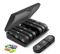 Pilulier portable avec séparateurs de compartiments - Pilulier 7 jours 3 fois par jour, grande boîte à pilules de voyage avec plateaux divisés amovibles pour médicaments, vitamines, huile de poisson
