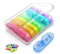 Pilulier portable avec séparateurs de compartiments - Pilulier 7 jours 3 fois par jour, grande boîte à pilules de voyage avec plateaux divisés amovibles pour médicaments, vitamines, huile de poisson