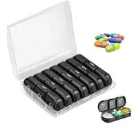 Pilulier portable avec séparateurs de compartiments - Pilulier 7 jours 3 fois par jour, grande boîte à pilules de voyage avec plateaux divisés amovibles pour médicaments, vitamines, huile de poisson