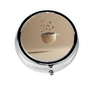 Pilulier portable avec tasse à café flottante, 3 compartiments, peut être mis dans un portefeuille, une poche, léger et pratique, mini boîte à pilules ronde