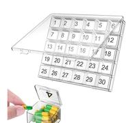 Pilulier portable - Boîte à pilules de 30 jours, porte-vitamines, distributeur de pilules, conteneur de stockage épaissi, organisateur de pilules personnel, boîte de voyage, boîte à pilules de grande