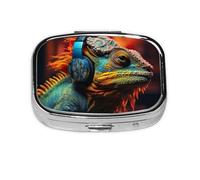 Pilulier portable Cameleon Listen Music Print pour sac à main, poche, cadeau de voyage