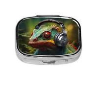 Pilulier portable Cameleon Listen Music Print pour sac à main, poche, cadeau de voyage