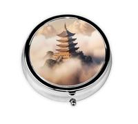 Pilulier portable, châteaux en Espagne, mini boîte à pilules ronde, peut être mise dans un portefeuille, poche, légère et pratique, 3 compartiments