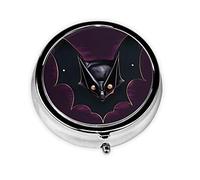 Pilulier portable, chauve-souris fantôme noir, peut être mis dans un portefeuille, une poche, léger et pratique, 3 compartiments