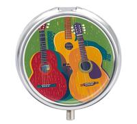Pilulier portable coloré acoustique et guitares - Joli pilulier pour vitamines et suppléments