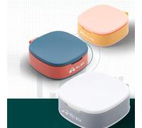 Pilulier portable compact avec quatre compartiments séparés, design pratique pour les voyages, fabriqué à partir de matériau PP comestible sûr (orange-bleu)