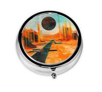 Pilulier portable Desert Circuit, 3 compartiments, peut être mis dans un portefeuille, une poche, léger et pratique, mini boîte à pilules ronde