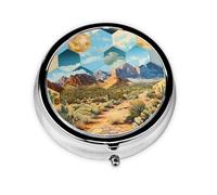 Pilulier portable Desert Hexagone, 3 compartiments, peut être mis dans un portefeuille, une poche, léger et pratique, mini boîte à pilules ronde