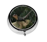 Pilulier portable _ Dinosaure 3 compartiments - Joli pilulier de voyage quotidien - Petit organisateur de médicaments rond pour sac à main et poche