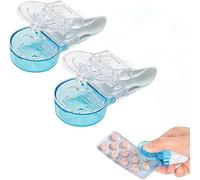 Pilulier portable, distributeur de comprimés portables, boîte de rangement pour médicaments, sans contact, outil facile à emporter (2 blancs)