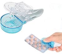 Pilulier portable, distributeur de pilules portable, boîte de rangement, distributeur de médicaments, sans contact, outil facile à emporter (blanc)