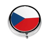 Pilulier portable, drapeau de la République tchèque, mini boîte à pilules ronde, peut être mise dans un portefeuille, une poche, légère et pratique, 3 compartiments