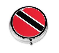 Pilulier portable, drapeau de Trinité-et-Tobago, mini boîte à pilules ronde, peut être mise dans un portefeuille, une poche, légère et pratique, 3 compartiments
