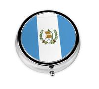 Pilulier portable, drapeau du Guatemala, mini boîte à pilules ronde, peut être mise dans un portefeuille, une poche, légère et pratique à 3 compartiments