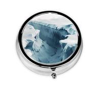 Pilulier portable en déplacement, boîte à pilules ronde craquelée glacier, tient dans votre poche de sac à main, pilulier léger à 3 compartiments