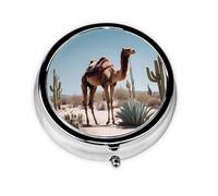 Pilulier portable en déplacement, joli camel, rond, tient dans votre poche de sac à main, boîte à pilules légère à 3 compartiments