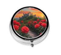 Pilulier portable en déplacement, un beau château rond, tient dans votre poche de sac à main, pilulier léger à 3 compartiments