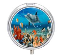 Pilulier portable en forme de dauphins - Bleu - Joli pilulier pour suppléments vitaminés