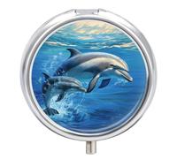 Pilulier portable en forme de dauphins dans la mer - Joli pilulier pour suppléments vitaminés