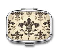 Pilulier portable en forme de fleur de lys et armoiries de chevalier - Petit pilulier de voyage compact en métal pour sac à main - Pilulier de poche à 2 compartiments