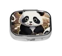 Pilulier portable en métal à 2 compartiments en forme de panda mignon pour sac à main, poche, cadeau de voyage