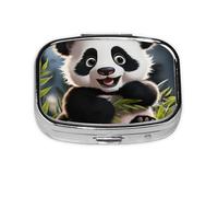 Pilulier portable en métal à 2 compartiments en forme de panda mignon pour sac à main, poche, cadeau de voyage