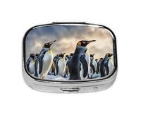 Pilulier portable en métal à 2 compartiments en forme de pingouin de mer - Organisateur de vitamines pour sac à main, poche, cadeau de voyage