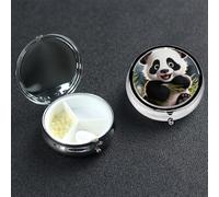 Pilulier portable en métal à 3 compartiments en forme de panda mignon pour sac à main, poche, cadeau de voyage