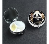Pilulier portable en métal à 3 compartiments en forme de panda mignon pour sac à main, poche, cadeau de voyage