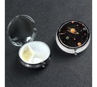 Pilulier portable en métal à motif astronomique rétro, 3 compartiments, joli pilulier de voyage, organisateur de vitamines pour sac à main, poche, cadeau de voyage