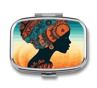 Pilulier portable en métal avec 2 compartiments pour femme portant un foulard pour poche et voyage, pilulier compact et suppléments d'huile de poisson et vitamines