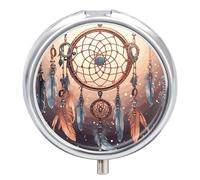 Pilulier portable en métal avec 3 compartiments Motif attrape-rêves amérindien