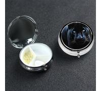 Pilulier portable en métal avec 3 compartiments Motif panthère aux yeux bleus