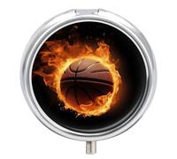 Pilulier portable en métal avec impression photos de basket-ball brûlant - Avec 3 compartiments