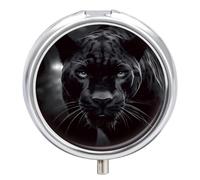 Pilulier portable en métal avec imprimé Animal Panther - Boîte à vitamines avec 3 compartiments