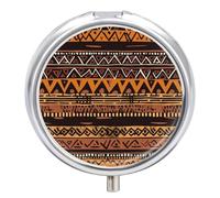 Pilulier portable en tissu de boue africain imprimé tribal en métal avec 3 compartiments