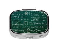Pilulier portable - Formule mathématique - 2 compartiments - Joli pilulier de voyage quotidien - Petit organisateur de médicaments carré pour sac à main et poche