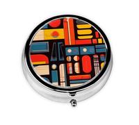 Pilulier portable géométrique à 3 compartiments, peut être mis dans un portefeuille, une poche, léger et pratique, mini boîte à pilules ronde