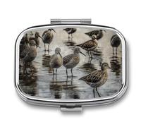 Pilulier portable imprimé oiseaux marchant petite boîte à pilules portable pour contenir des vitamines, des médicaments, de l'huile de poisson et des compléments alimentaires