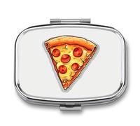 Pilulier portable imprimé pizza dessin animé petite boîte à pilules portable pour contenir des vitamines, des médicaments, de l'huile de poisson et des compléments alimentaires