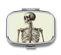 Pilulier portable imprimé squelette humain petite boîte à pilules portable pour contenir des vitamines, des médicaments, de l'huile de poisson et des compléments alimentaires
